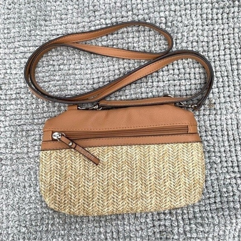 ***SOLD***ROSETTI Straw Crossbody Small Bag Purse Beige - Picture 1 of 7